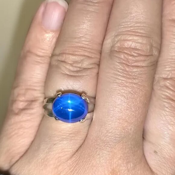 Bright Blue Lab Sapphire In Sterling Silver Ring, 8ct. Certified. Size 7.25 - Picture 6 of 10